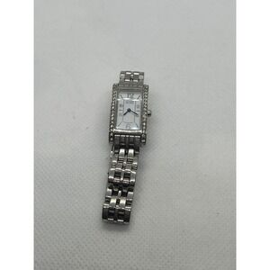 Citizen Eco-Drive Silver Tone‎ Crystal Accent Rectangular Ladies Watch